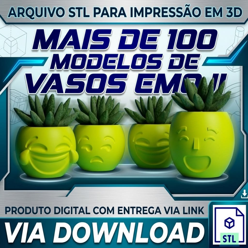 100 Modelos de Vasos Emoji para Impressão 3D