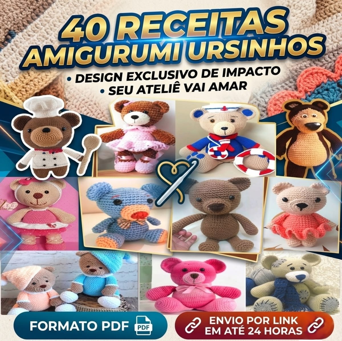 40 Receitas Amigurumi Ursinhos - em Formato PDF