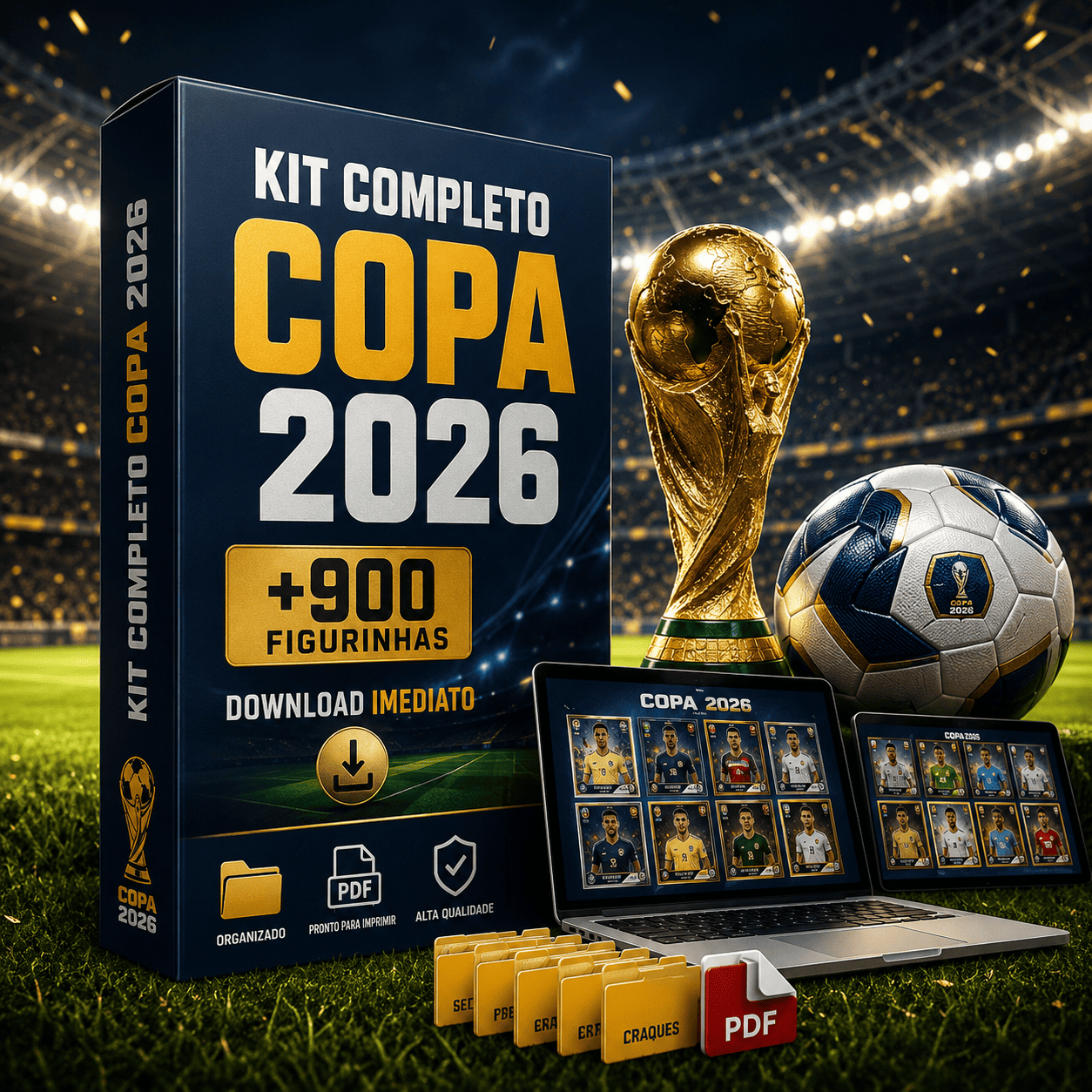 Kit Digital Álbum Copa do Mundo 2026 - 900+ Figurinhas Vetorizadas (Premium PDF)