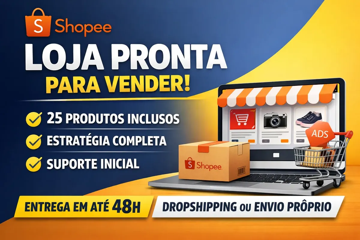 Loja Na Shopee Pronta Para Vender + 25 Produtos + Estratégia