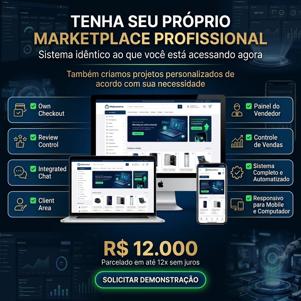 💼 Marketplace Pronto para Uso com Checkout Próprio e Painel Completo