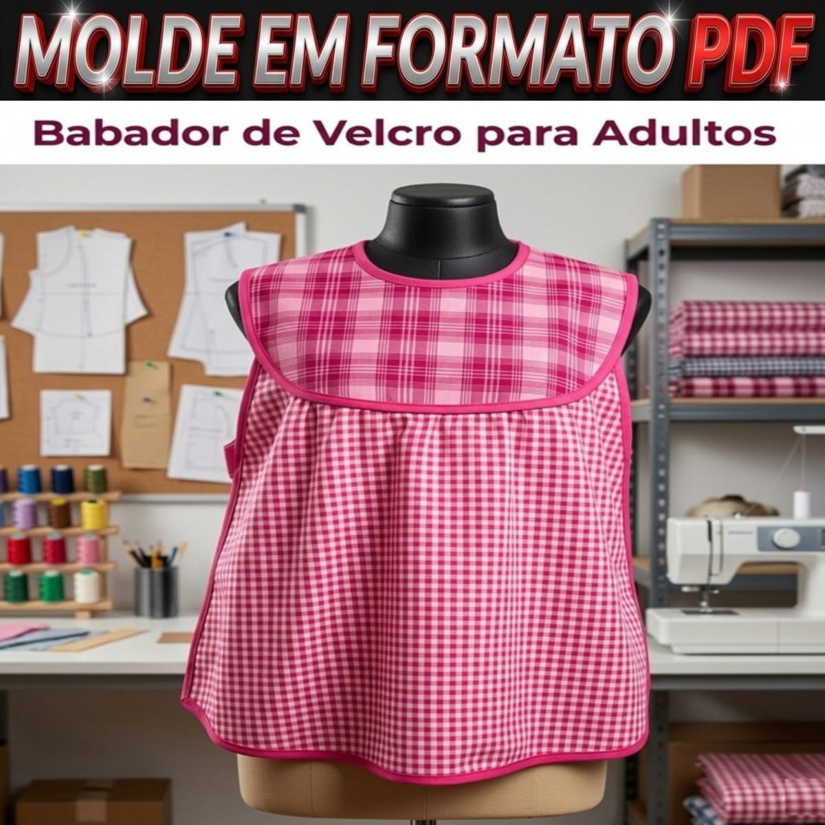 Molde Digital Babador de Velcro para Adultos Estilo Passeio