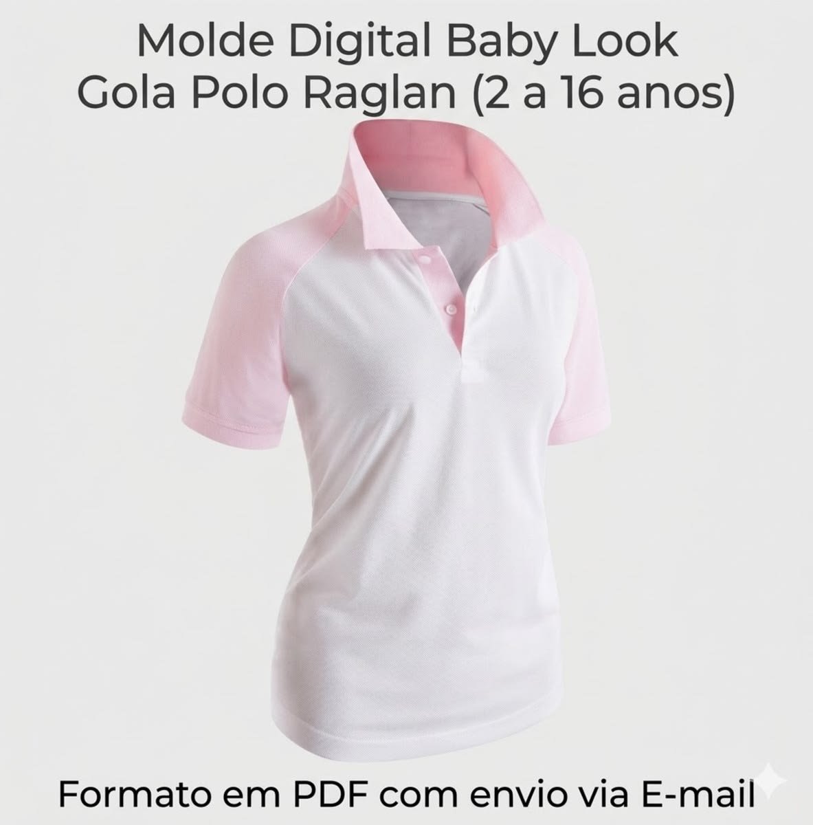 Molde Digital Baby Look Gola Polo Raglan (2 a 16 Anos)