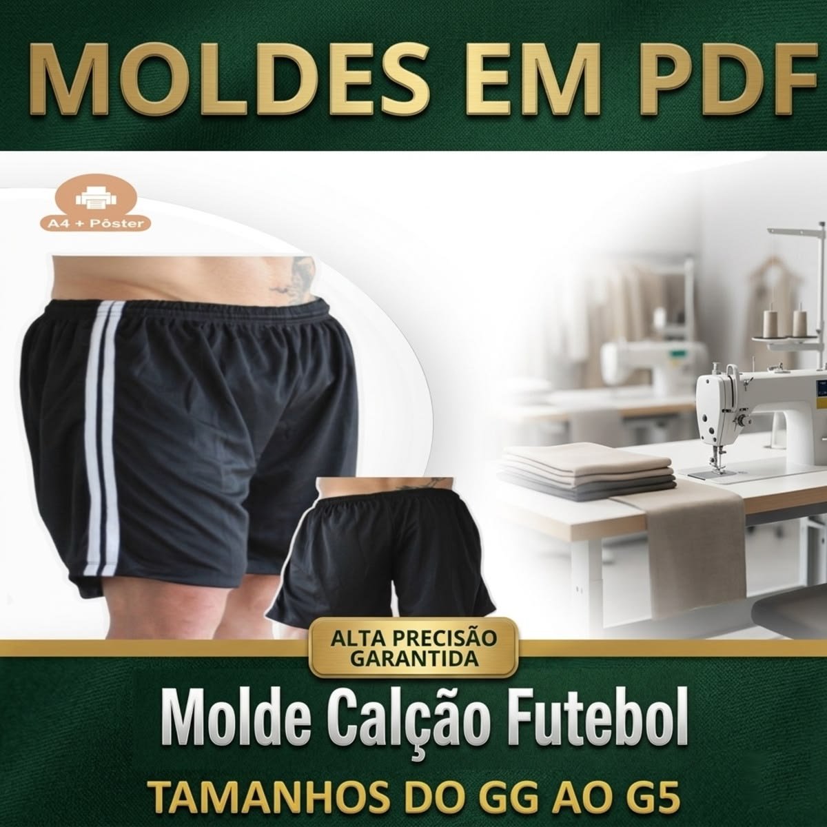 Molde Digital Calção de Futebol (GG ao G5)