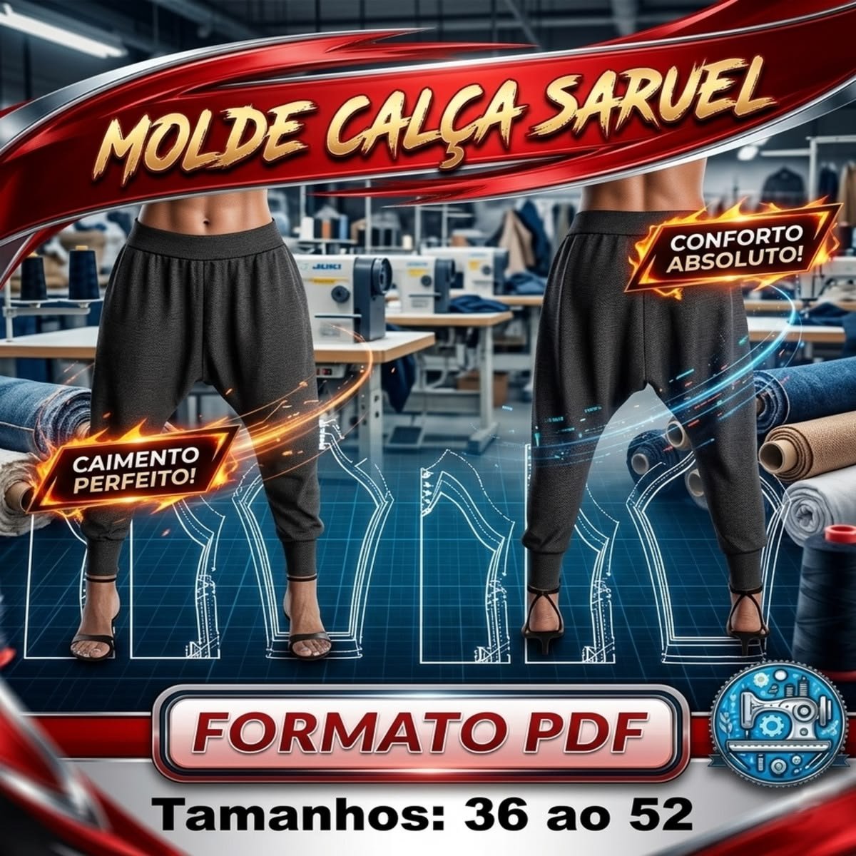 Molde Digital de Calça Saruel Feminina (36 ao 52)