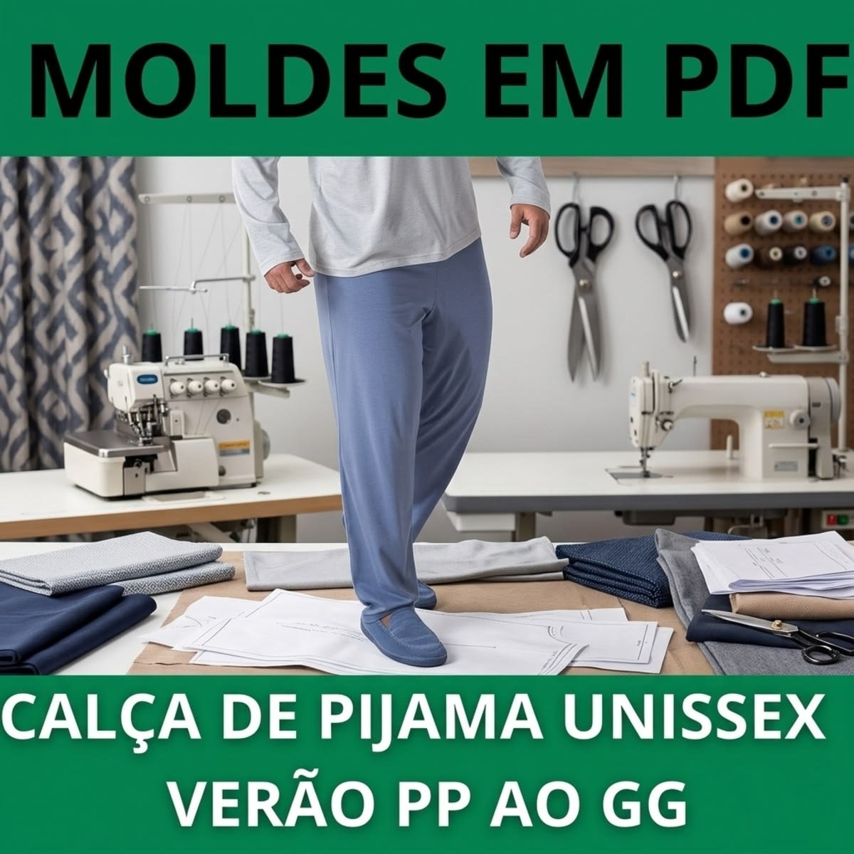Molde em PDF Calça de Pijama Unisex Verão (PP ao GG)