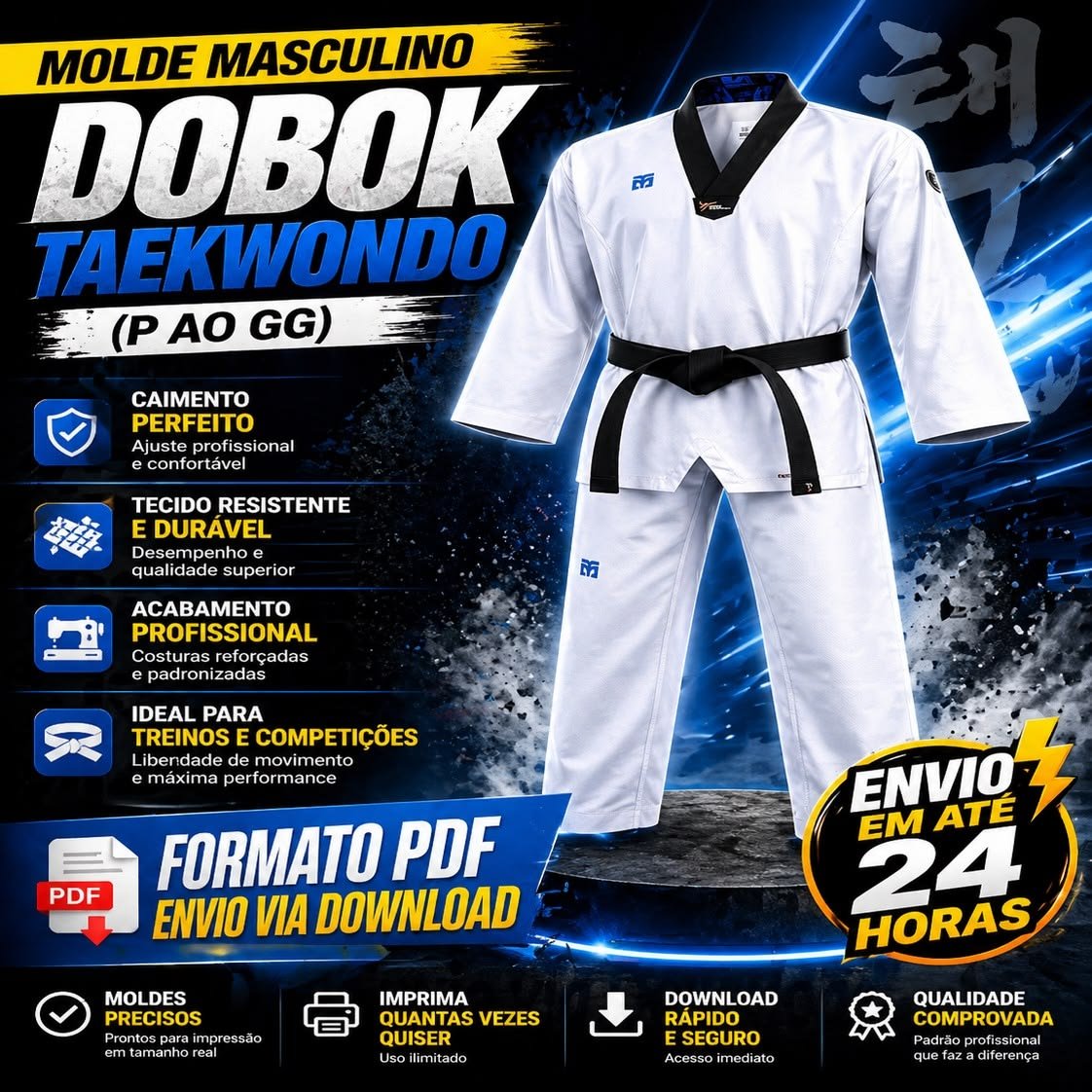 Molde Masculino Dobok Taekwondo (P ao GG)