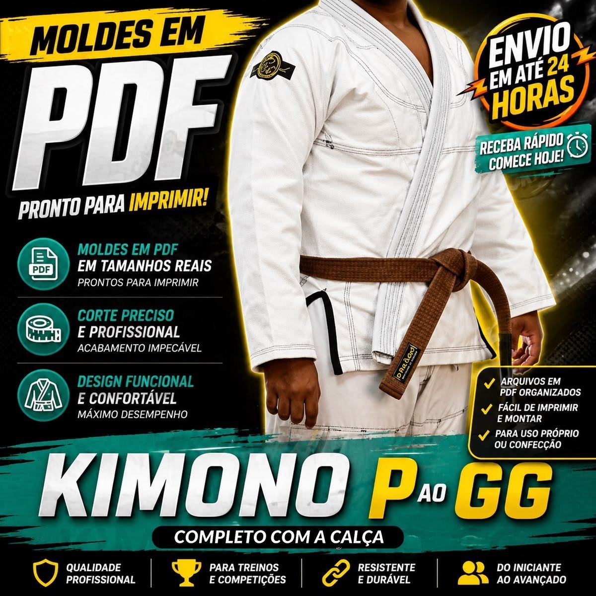 Molde Masculino Kimono com Calça (P ao GG)