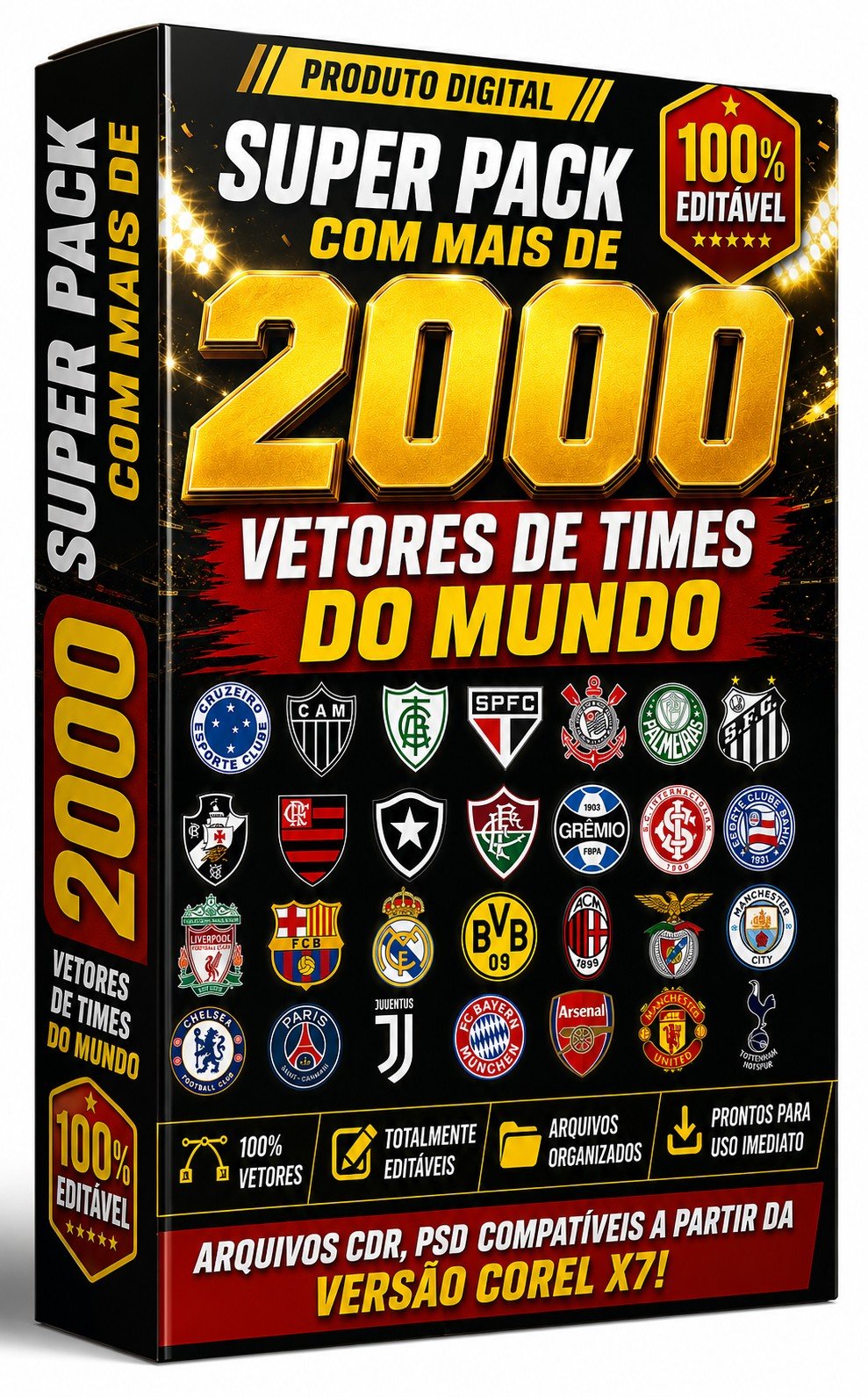 Pack 2 Mil Escudos Brasões de Times de Futebol - Editáveis