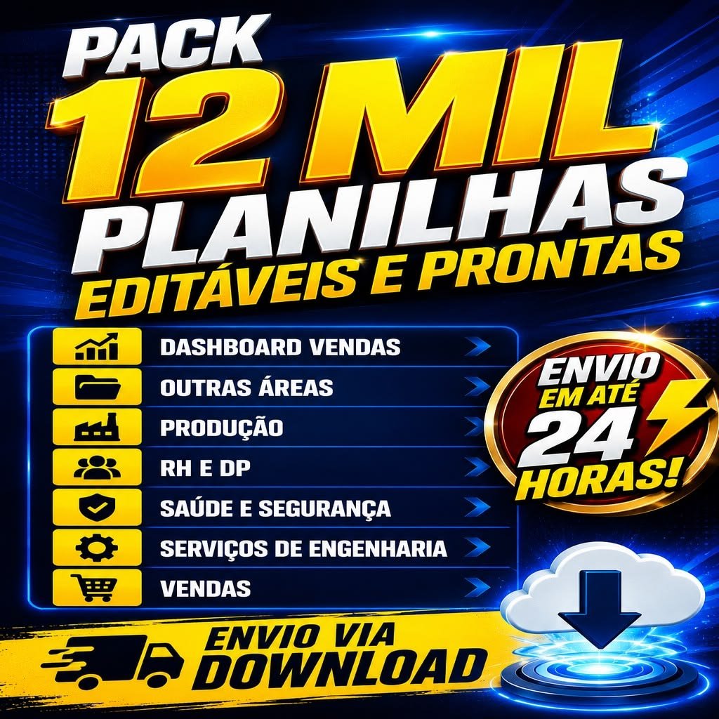 Planilha Excel com 12 Mil Planilhas Editáveis e Prontas