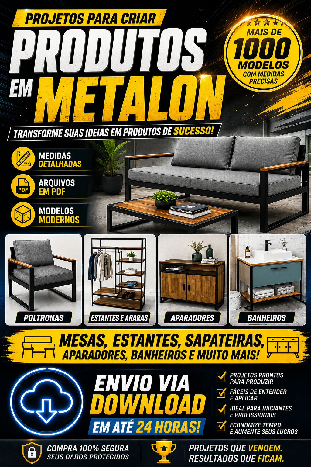 Projetos de Móveis Industriais em Metalon – Mais de 1000 Modelos