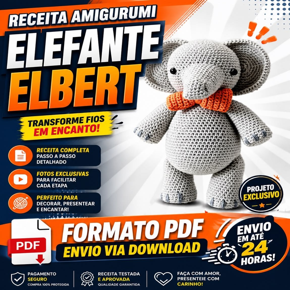 Receita de Amigurumi Elefante Elbert