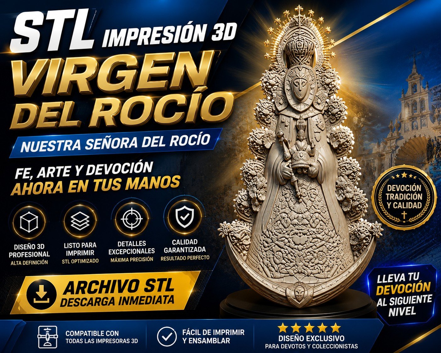 STL Impresión 3D Virgen del Rocio (Nuestra Señora del Rocío)
