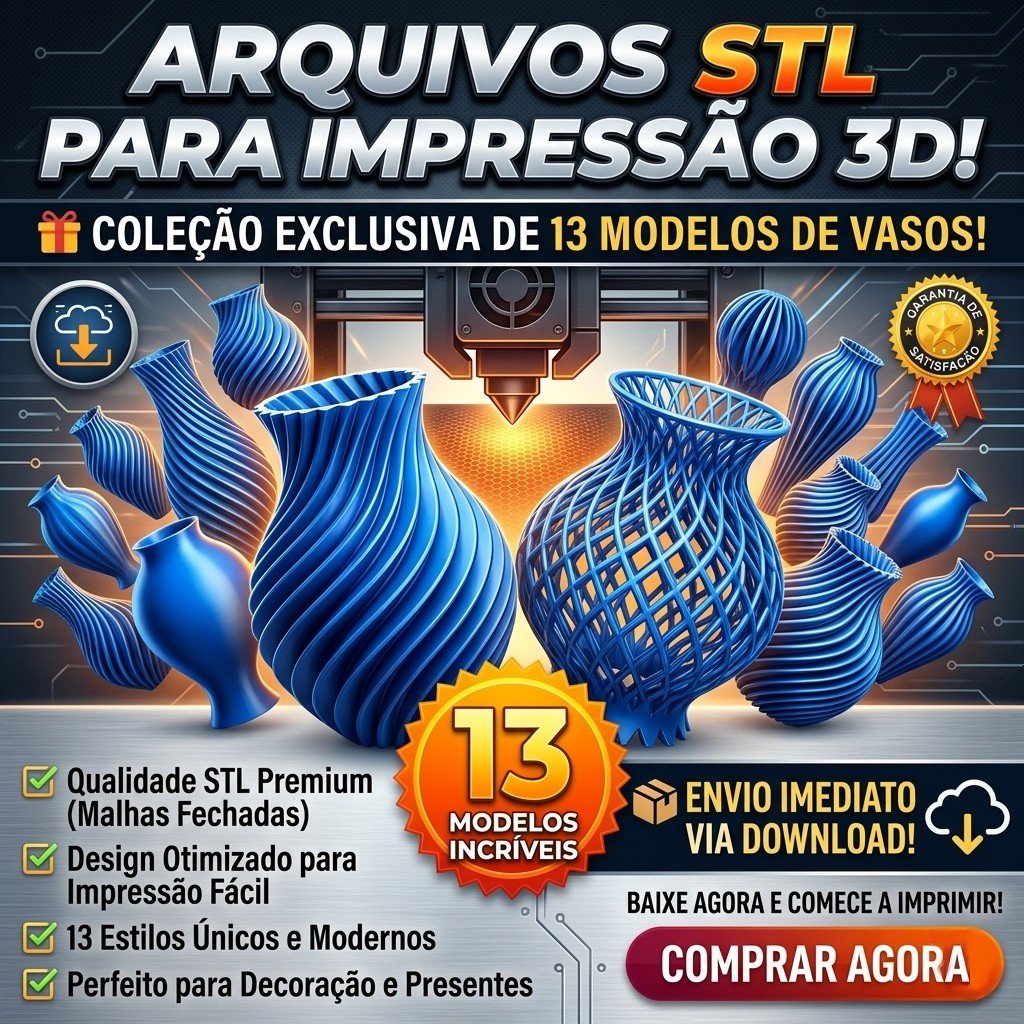STL Para Impressão 3D - Coleção 13 Modelos de Vasos